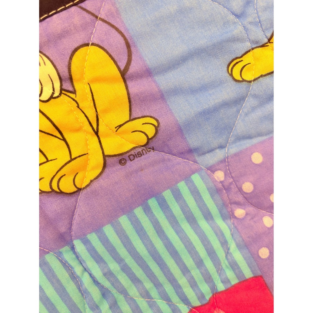 Vintage Disney Mickey Mouse Pluto Quilt Baby Blanket Multi Color Patchwork - Picture 6 of 8